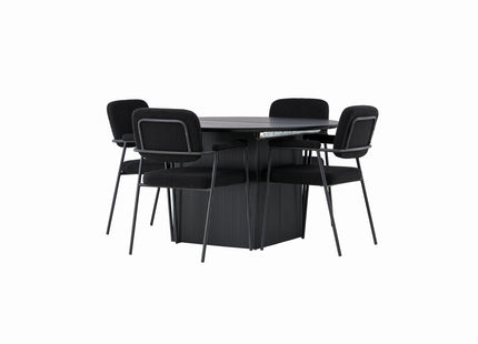 Venture Home Yesterday & Matilda Matstolar 2-pack Svart + Runda Matbord ⌀130 Svart