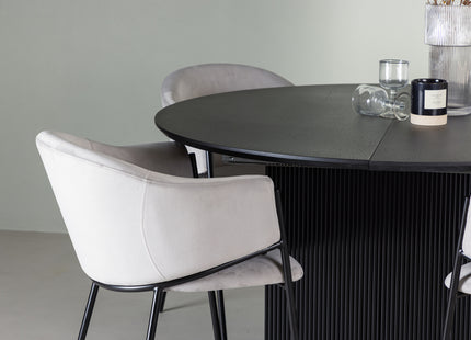 Venture Home Evelina & Matilda Matstolar 2-pack Grå + Runda Matbord ⌀130 Svart