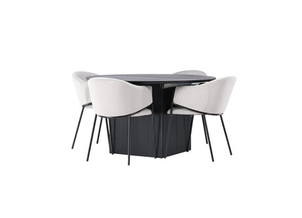 Venture Home Evelina & Matilda Matstolar 2-pack Grå + Runda Matbord ⌀130 Svart