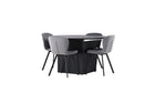 Venture Home Lilja & Matilda Matstolar 2-pack Grå + Runda Matbord ⌀130 Svart