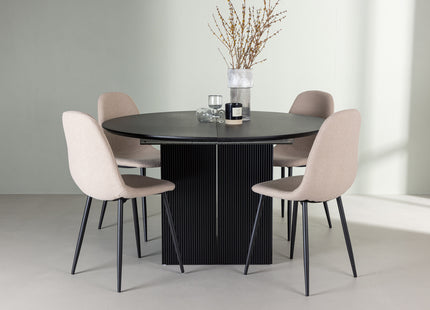 Venture Home Polar & Matilda Matstolar 2-pack Beige + Runda Matbord ⌀130 Svart