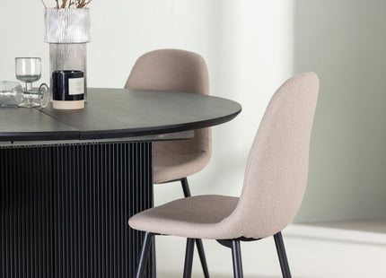 Venture Home Polar & Matilda Matstolar 2-pack Beige + Runda Matbord ⌀130 Svart