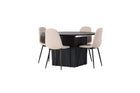 Venture Home Polar & Matilda Matstolar 2-pack Beige + Runda Matbord ⌀130 Svart