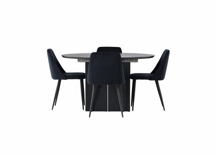 Venture Home Night & Matilda Matstolar 2-pack Svart + Runda Matbord ⌀130 Svart