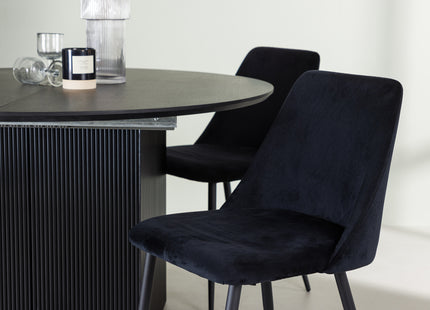 Venture Home Night & Matilda Matstolar 2-pack Svart + Runda Matbord ⌀130 Svart