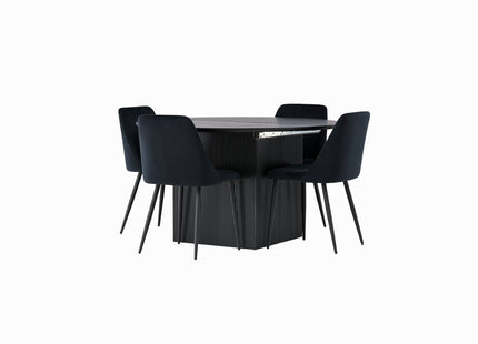Venture Home Night & Matilda Matstolar 2-pack Svart + Runda Matbord ⌀130 Svart