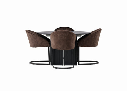 Venture Home Evening & Matilda Matstolar 2-pack Mörkbrun + Runda Matbord ⌀130 Svart