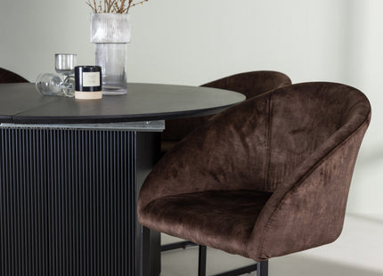 Venture Home Evening & Matilda Matstolar 2-pack Mörkbrun + Runda Matbord ⌀130 Svart