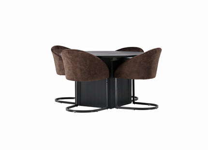 Venture Home Evening & Matilda Matstolar 2-pack Mörkbrun + Runda Matbord ⌀130 Svart