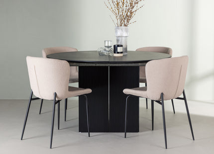 Venture Home Modesto & Matilda Matstolar 2-pack Beige + Runda Matbord ⌀130 Svart