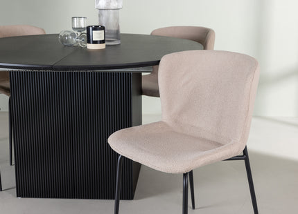Venture Home Modesto & Matilda Matstolar 2-pack Beige + Runda Matbord ⌀130 Svart