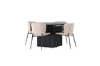 Venture Home Modesto & Matilda Matstolar 2-pack Beige + Runda Matbord ⌀130 Svart