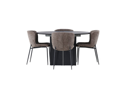 Venture Home Modesto & Matilda Matstolar 2-pack Brun + Runda Matbord ⌀130 Svart