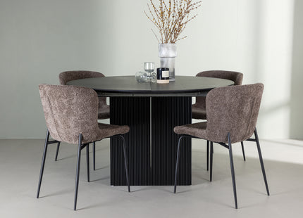 Venture Home Modesto & Matilda Matstolar 2-pack Brun + Runda Matbord ⌀130 Svart