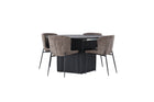 Venture Home Modesto & Matilda Matstolar 2-pack Brun + Runda Matbord ⌀130 Svart