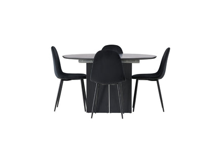 Venture Home Polar & Matilda Matstolar 2-pack Svart + Runda Matbord ⌀130 Svart