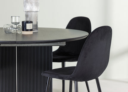 Venture Home Polar & Matilda Matstolar 2-pack Svart + Runda Matbord ⌀130 Svart