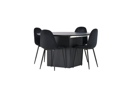 Venture Home Polar & Matilda Matstolar 2-pack Svart + Runda Matbord ⌀130 Svart