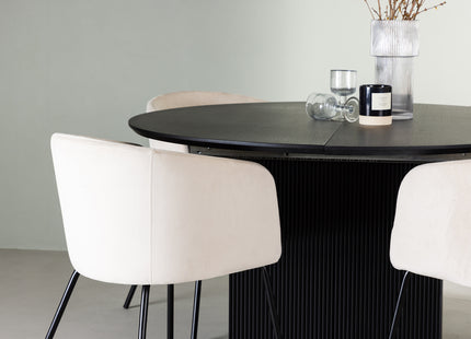 Venture Home Berit & Matilda Matstolar Beige + Runda Matbord ⌀130 Svart