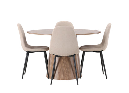 Venture Home Lanzo & Polar Runda Matbord ⌀120 Nature + Matstolar 2-pack Beige