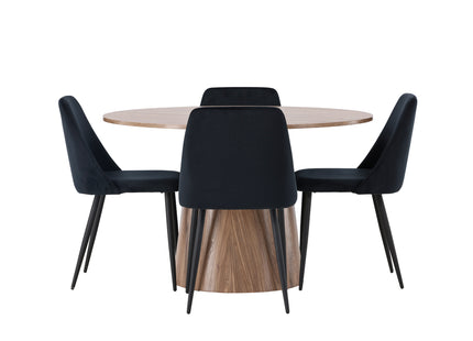 Venture Home Lanzo & Night Runda Matbord ⌀120 Nature + Matstolar 2-pack Svart