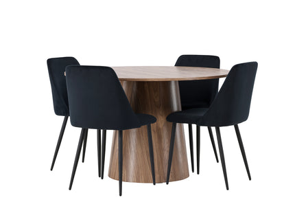 Venture Home Lanzo & Night Runda Matbord ⌀120 Nature + Matstolar 2-pack Svart
