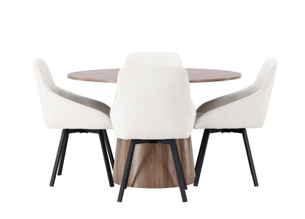 Venture Home Lanzo & Rosie Runda Matbord ⌀120 Nature + Matstolar 2-pack Beige