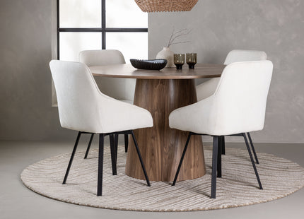 Venture Home Lanzo & Rosie Runda Matbord ⌀120 Nature + Matstolar 2-pack Beige