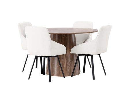 Venture Home Lanzo & Rosie Runda Matbord ⌀120 Nature + Matstolar 2-pack Beige