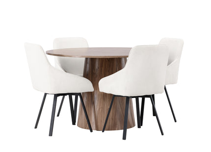 Venture Home Lanzo & Rosie Runda Matbord ⌀120 Nature + Matstolar 2-pack Beige