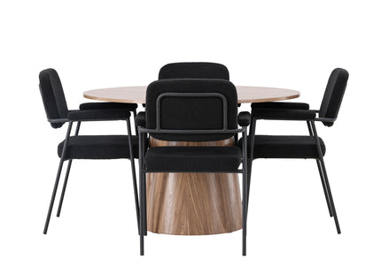 Venture Home Lanzo & Yesterday Runda Matbord ⌀120 Nature + Matstolar 2-pack Svart