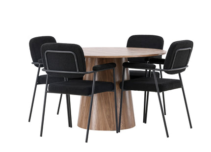 Venture Home Lanzo & Yesterday Runda Matbord ⌀120 Nature + Matstolar 2-pack Svart
