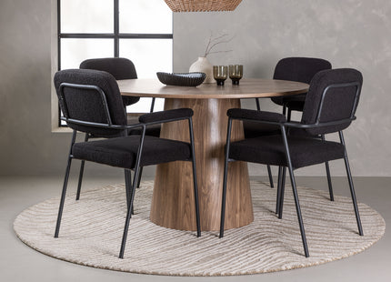 Venture Home Lanzo & Yesterday Runda Matbord ⌀120 Nature + Matstolar 2-pack Svart