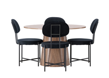Venture Home Stella & Lanzo Matstolar 2-pack Svart + Runda Matbord ⌀120 Nature