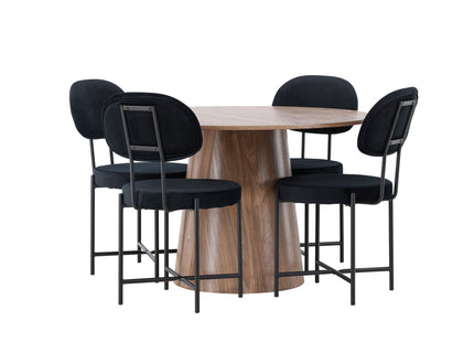 Venture Home Stella & Lanzo Matstolar 2-pack Svart + Runda Matbord ⌀120 Nature