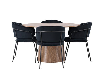 Venture Home Lanzo & Selma Runda Matbord ⌀120 Nature + Matstolar 2-pack Svart