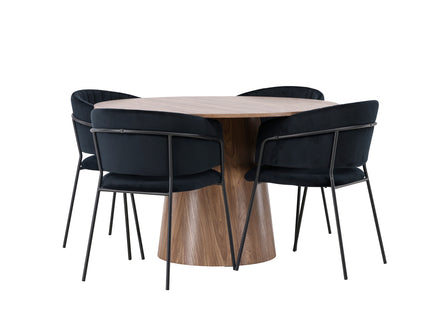 Venture Home Lanzo & Selma Runda Matbord ⌀120 Nature + Matstolar 2-pack Svart