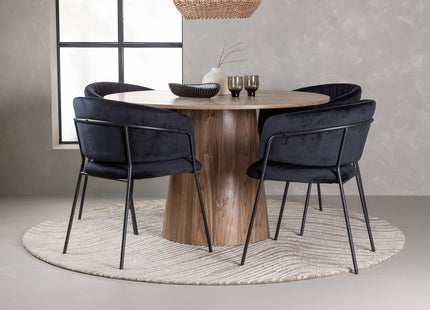 Venture Home Lanzo & Selma Runda Matbord ⌀120 Nature + Matstolar 2-pack Svart