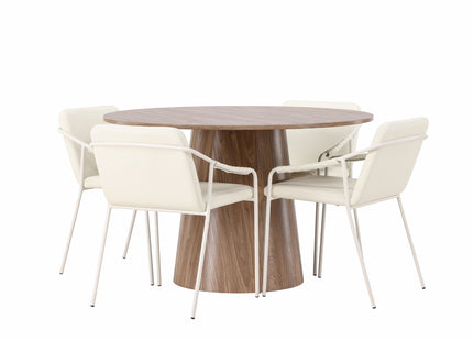 Venture Home Tvist & Lanzo Matstolar 2-pack Beige + Runda Matbord ⌀120 Nature