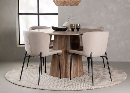 Venture Home Modesto & Lanzo Matstolar 2-pack Beige + Runda Matbord ⌀120 Nature