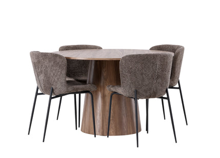 Venture Home Modesto & Lanzo Matstolar 2-pack Brun + Runda Matbord ⌀120 Nature