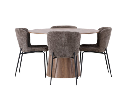 Venture Home Modesto & Lanzo Matstolar 2-pack Brun + Runda Matbord ⌀120 Nature
