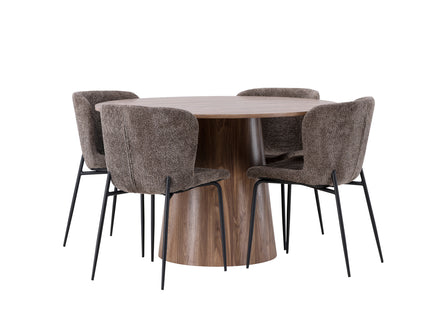 Venture Home Modesto & Lanzo Matstolar 2-pack Brun + Runda Matbord ⌀120 Nature