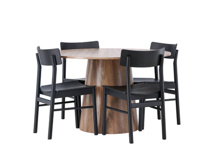 Venture Home Montros & Lanzo Matstolar 2-pack Svart + Runda Matbord ⌀120 Nature