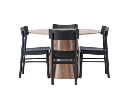 Venture Home Montros & Lanzo Matstolar 2-pack Svart + Runda Matbord ⌀120 Nature