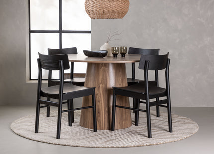 Venture Home Montros & Lanzo Matstolar 2-pack Svart + Runda Matbord ⌀120 Nature