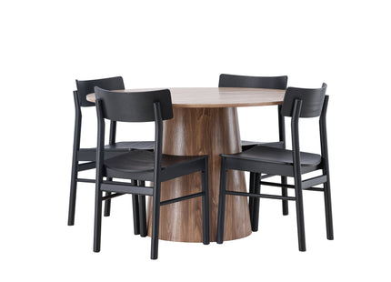 Venture Home Montros & Lanzo Matstolar 2-pack Svart + Runda Matbord ⌀120 Nature