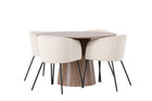 Venture Home Berit & Lanzo Matstolar Beige + Runda Matbord ⌀120 Nature