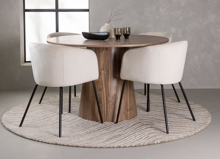 Venture Home Berit & Lanzo Matstolar Beige + Runda Matbord ⌀120 Nature
