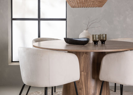 Venture Home Berit & Lanzo Matstolar Beige + Runda Matbord ⌀120 Nature